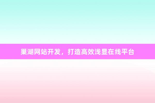 巢湖网站开发,打造高效浅显在线平台